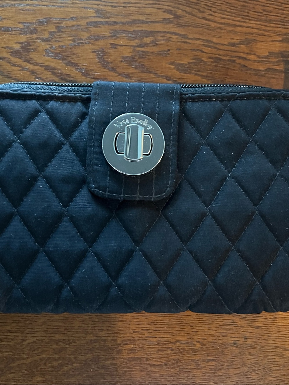 Vera Bradley Black Quilted Turn-Lock Clutch